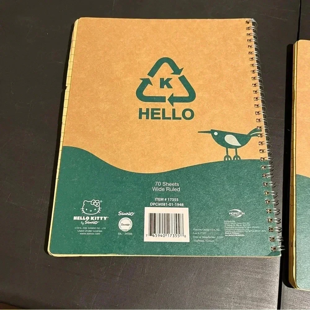 Hello Kitty Eco Friendly NoteBooks NEW Lot Of 2